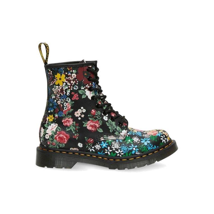 Dr. Martens 1460 Floral Short Boots Women Boots Black White 26920101