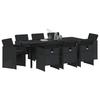 Outdoor Dining Set with Cushions 9 pcs Black Poly Rattan