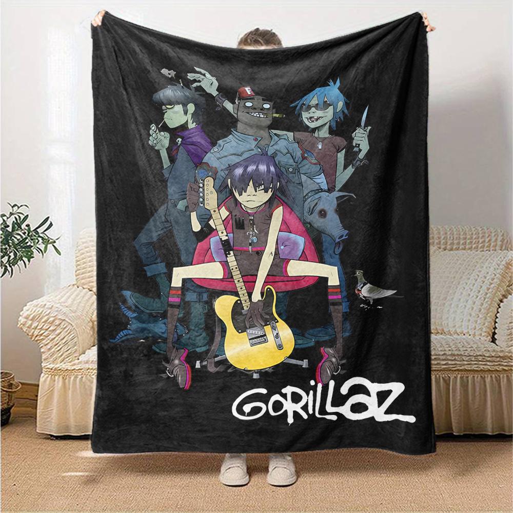 1pc Blanket - Gorillaz band Print Design,Lightweight Blanket for Sofa,Bed- Soft &Warm,Gift for All Seasons