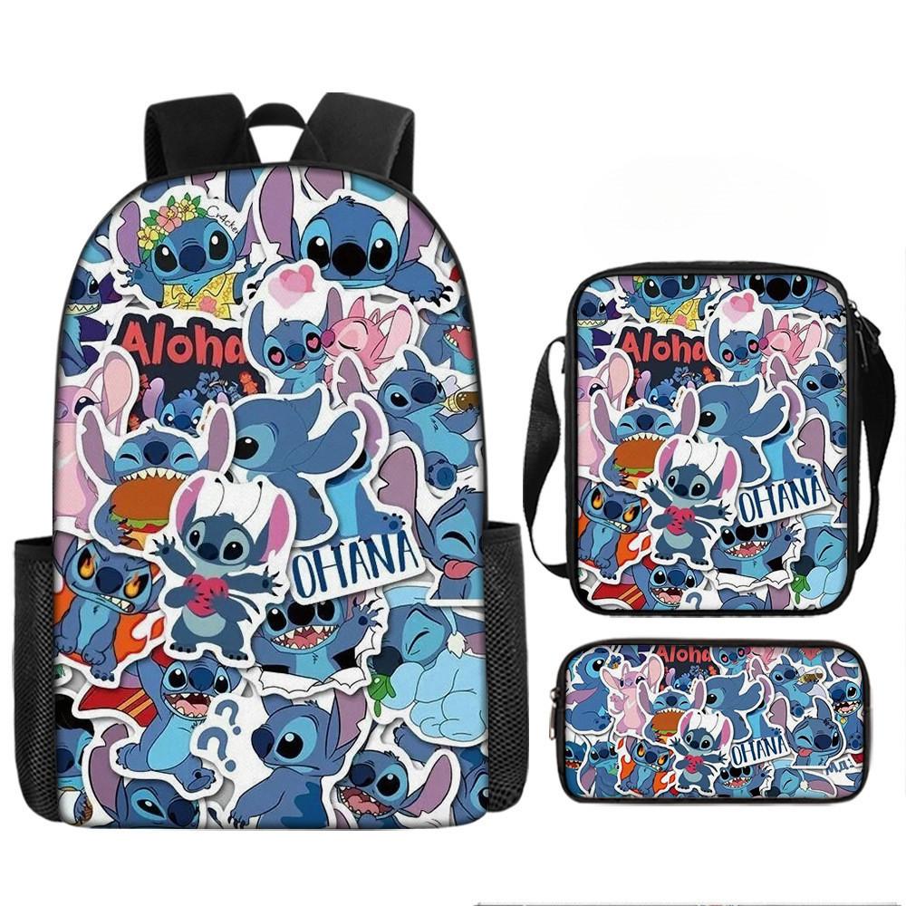 Disney Stitch School Backpack Oxford Cloth Lightweight Breathable Bookbag For Kids