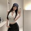 Black Pure Desire Spice Girl Neck Swing Neck Vest Women's Summer Waist Skinny Design Short Sexy Halter Top