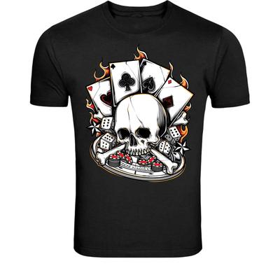 T-Shirt Poker Casinò Teschio - T-shirt Grafica con Carte da Gioco Dadi Teschio