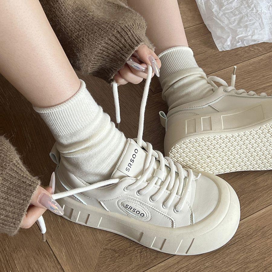 thick-soled white versatile thick-soled white shoes women's new autumn lightweight sports shoes