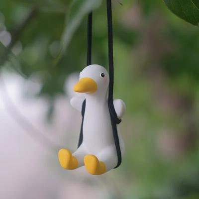 New Cute Duck Car Pendant Dangqiu Car Rearview Mirror Pendant Pendant Car Interior Accessories Women Perfume Handmade Duck