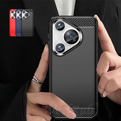For Huawei Pura 70 Pro Case Cover Huawei Pura 70 Pro Capa Carbon Fiber Shockproof Armor Soft TPU Cover Huawei Pura70 Pura 70 Pro
