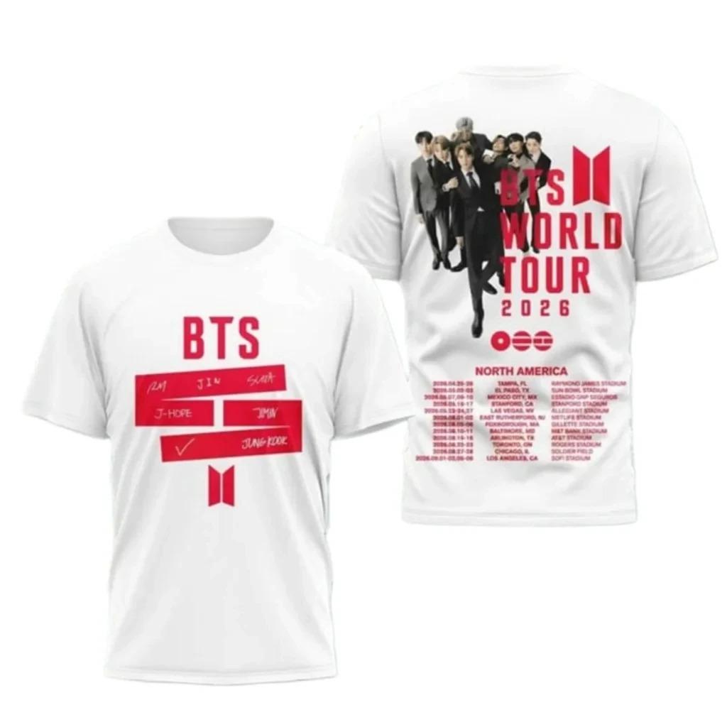 

Футболка BTS ARIRANG World Tour 2026 з принтом фотографій учасників Літня бавовняна футболка з коротким рукавом для фанатів K-Pop Army Повсякденна футболка XXXL