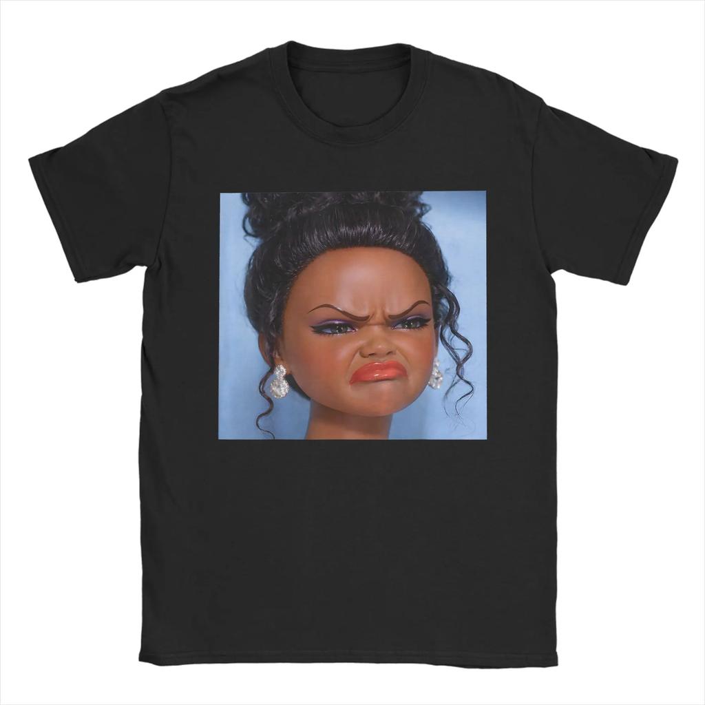Summer Angry Disgusted Black Doll Face Meme Popular Tshirts 100 Cotton Tee Shirt For Hot Sale Short Sleeve Tees