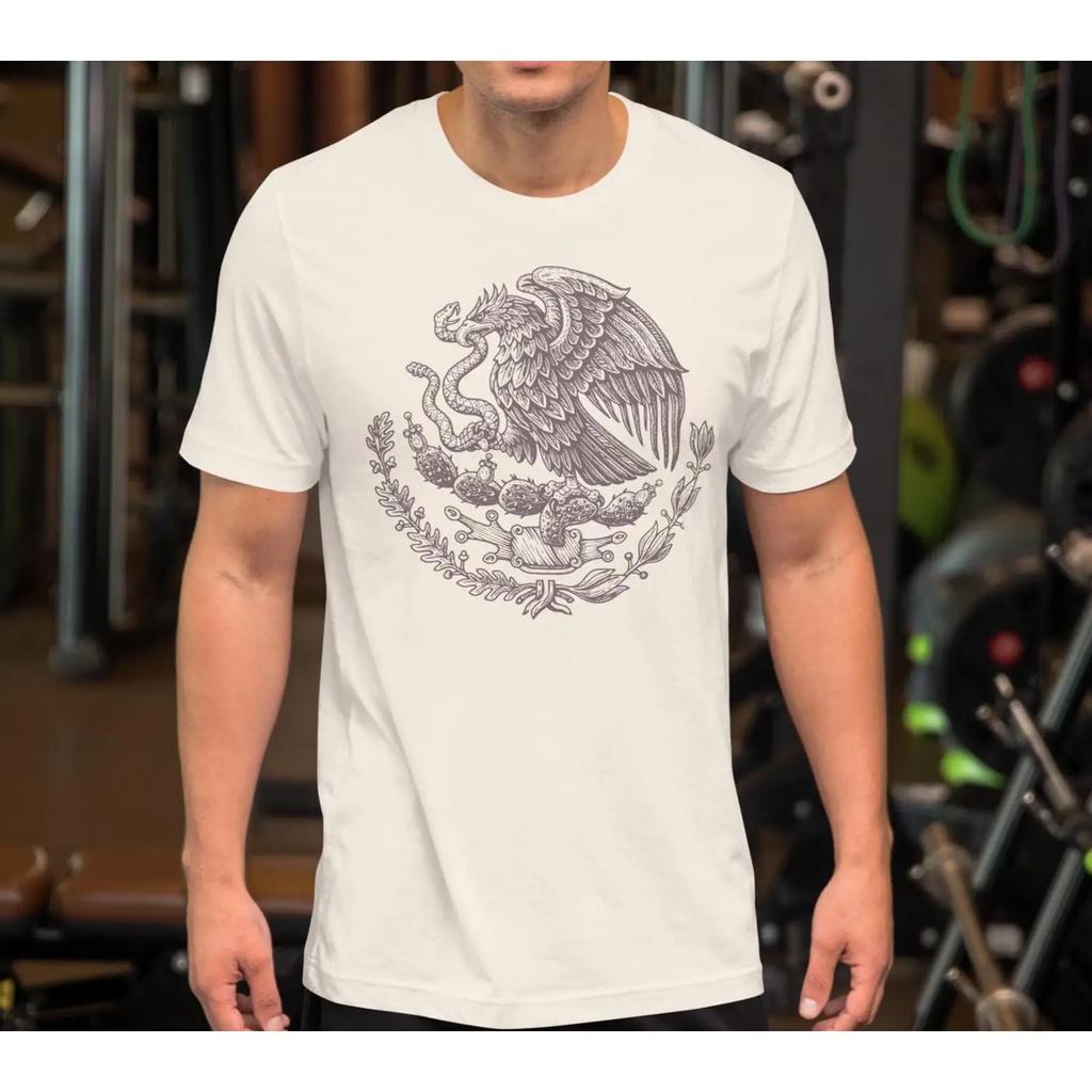 Mexican Coat Of Arms Vintage T Shirt Y2k Aesthetic Eagle Serpent Retro Style Vintage Comfortable Streetwear Homme Casual