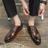 Men oxfords shoes Classic British Style Pointed Toe Leather Shoes Men Business Formal Men black Shoes Brogue Men Wedding Shoes