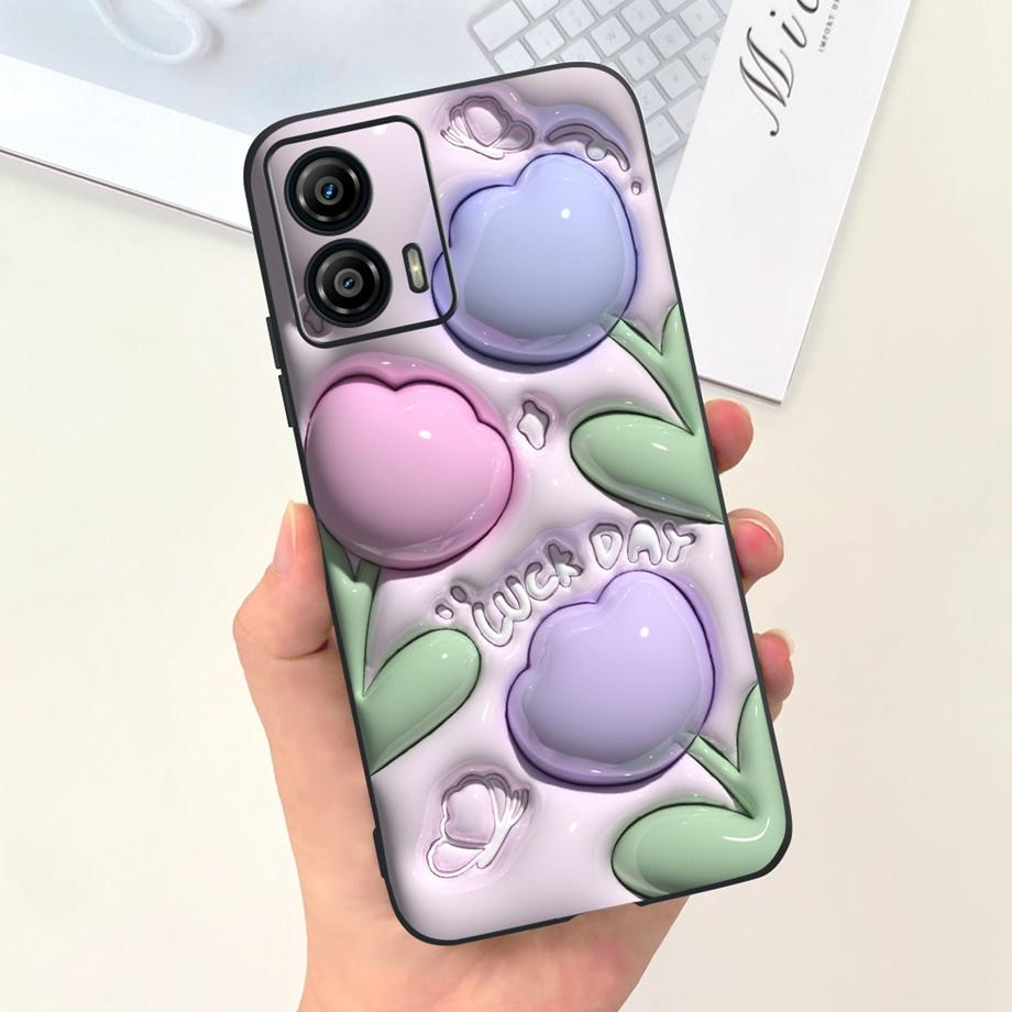 For Motorola Moto G73 5G Phone Case Black Soft Silicone Anti-knock Cover For MotorolaG73 G 73 Capa Panda Rabbit Cat Luxury Capa