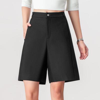 Women's Black High-Waisted Wide-Leg Culottes - 2025 Autumn Collection