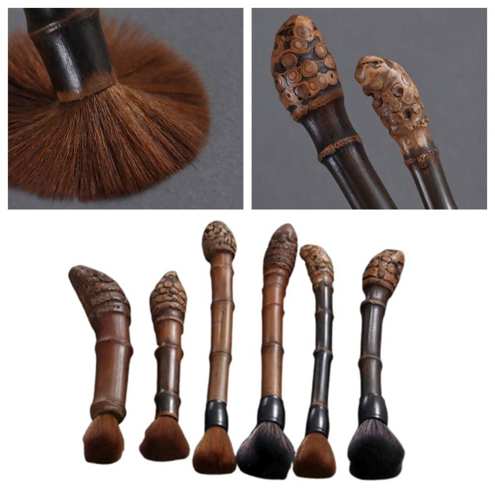 Long Handle Carbonized Bamboo Root Teapot Pen Chinese Style Tea Brushes Tea Cup Cleaner Kitchen