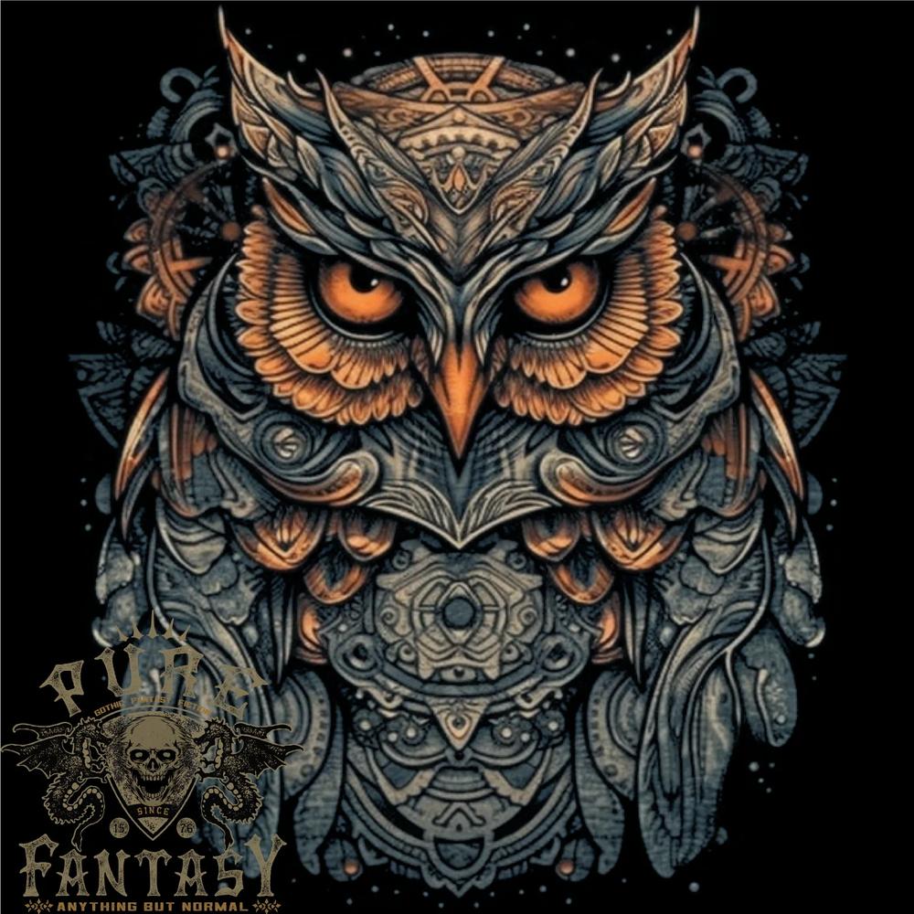 26 A Mythical Owl Fantasy Tribal Mens Cotton T-Shirt Tee Top Unisex T-Shirt M