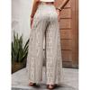 Casual Vacation Style Lace-up Geometric Floral Print Wide-leg Pants for Women