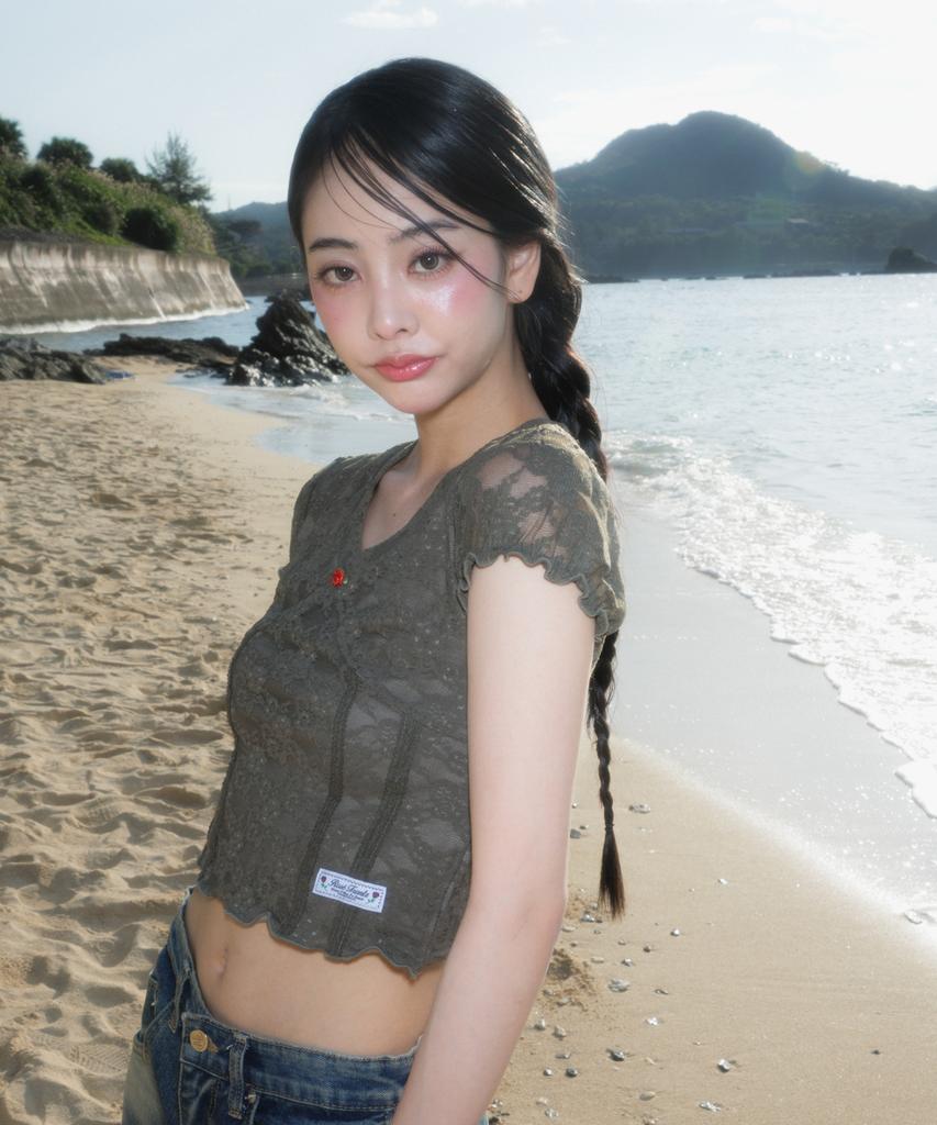 ROSEFRANTZ Rose Lace Slim T-Shirt [Khaki]