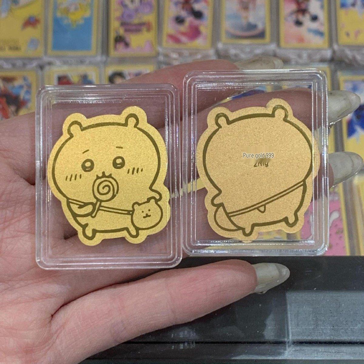 Gold Leaf Cartoon Mobile Sticker - Pure Gold 999, 2mg - Perfect for Phone Decoration and Small Gift Giving