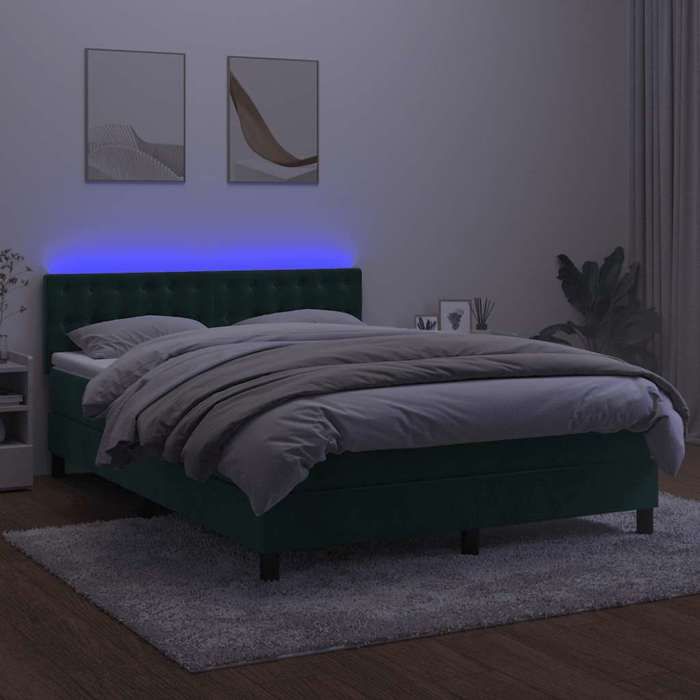Maison Exclusive - Sommier à lattes de lit matelas et LED Vert foncé 140x200 cm
