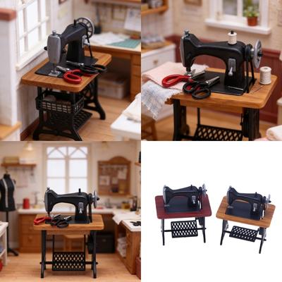 Nostalgic Miniature Sewing Machine Set Dollhouses Accessory Perfect for Retro Enthusiasts and Unique Home Decors