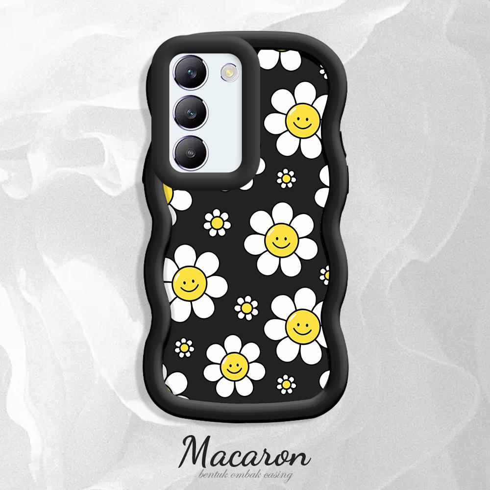 

Окрашенный узор Big Wave Edge Мягкий силиконовый материал Macaron чехол для телефона противоударный защитный резиновый чехол для OnePlus Vivo Motorola Moto Vivo Y21G чёрный