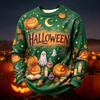 Herren lässiges Strick-Langarm-Rundhals-T-Shirt mit Halloween-Print