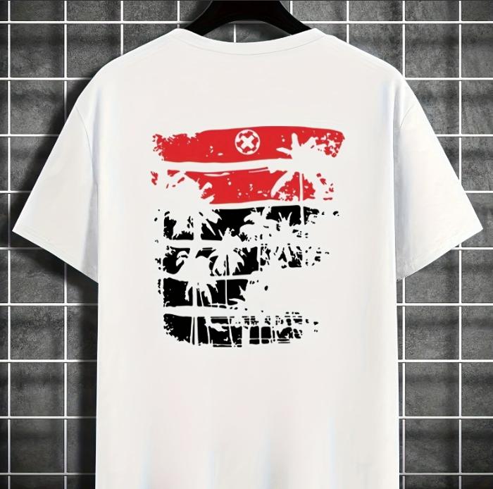 

Distressed Flag Palm T-Shirt,Soft Breathable & Fade-Resistant, Classic Fit for Daily Casual Wear XXL білий