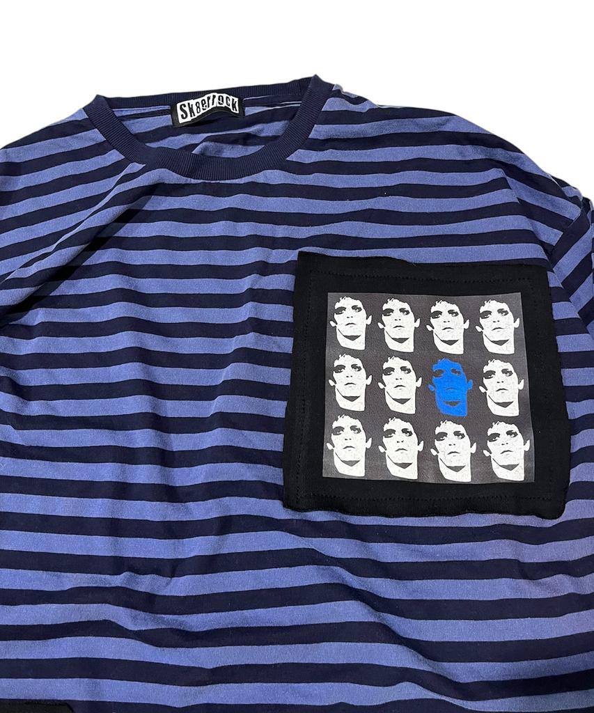 SK8ER ROCK Static Pigment Stripe T-Shirt (Blue*Navy)