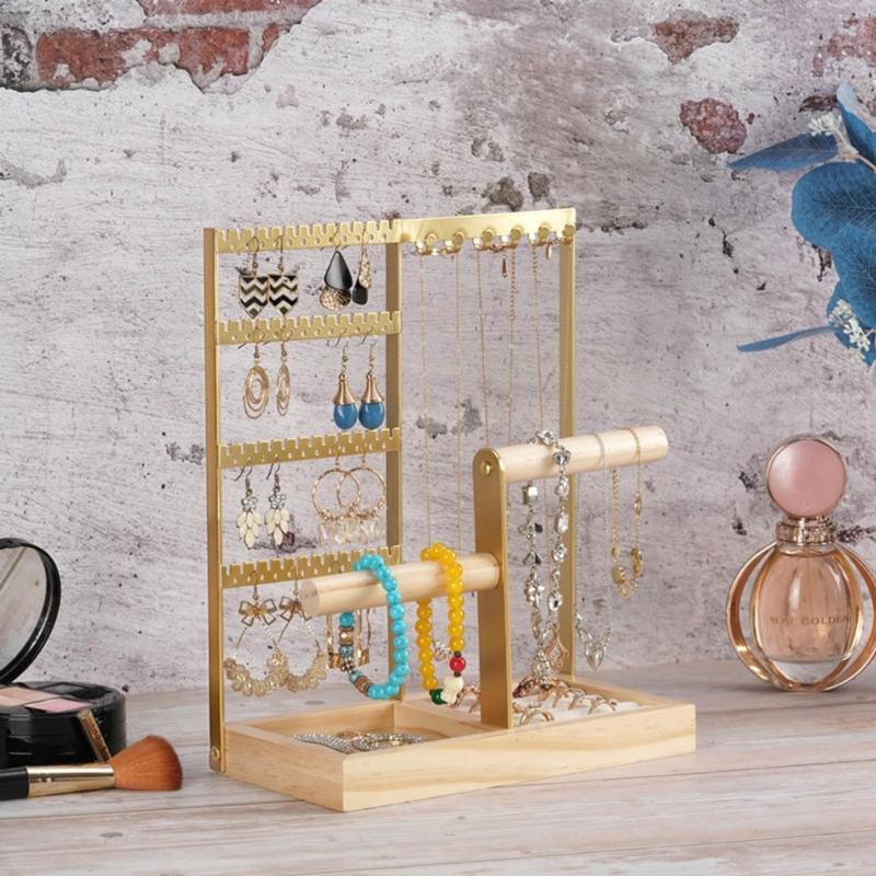 Iron Jewellery Stand Organiser Necklaces Bracelets Earring Jewelry Display Shelf for Bedroom 4Tier Display Stand Holder