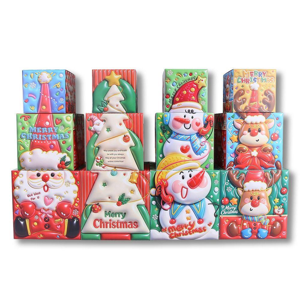3PCS Santa Claus Christmas Gift Box 3 Size Cookies Snack Boxes Candy Gift Boxes  Home Decoration