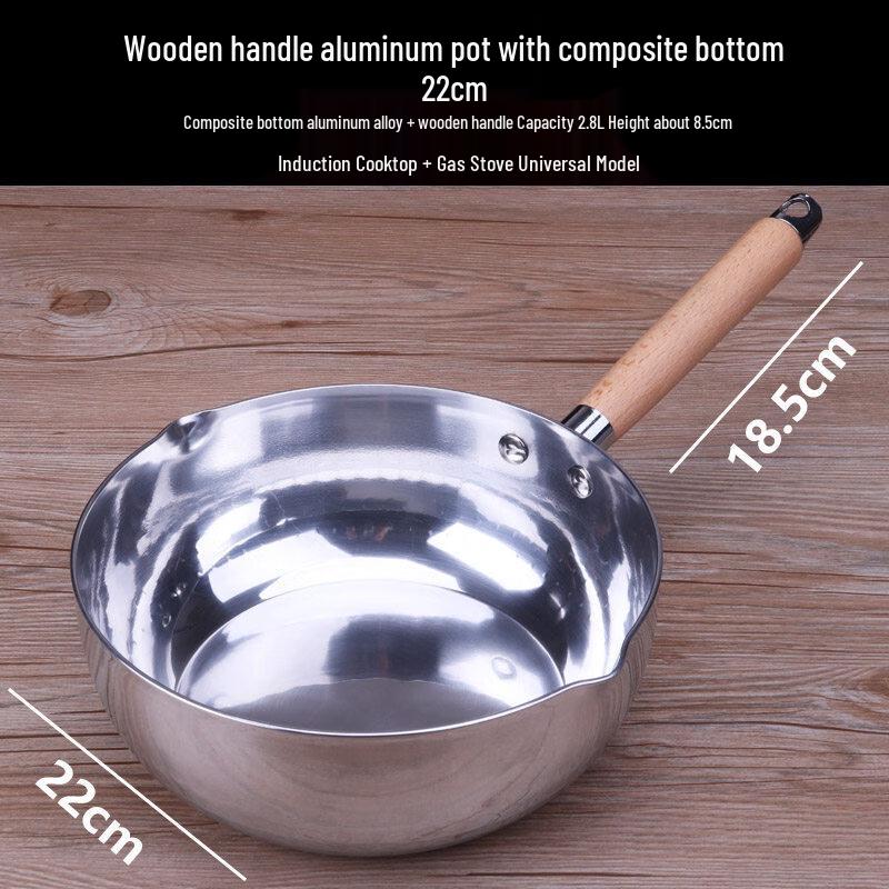 LIEI Thickened Aluminum Ramen Pot with Wooden Handle