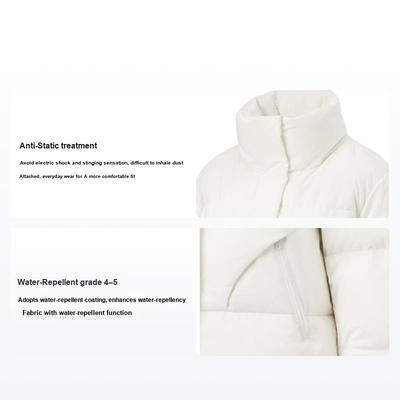 Fitness Series Solid Color Water-Resistant Stand Collar Short Down Jacket Women Jacket Champagne-White AYMT096-2