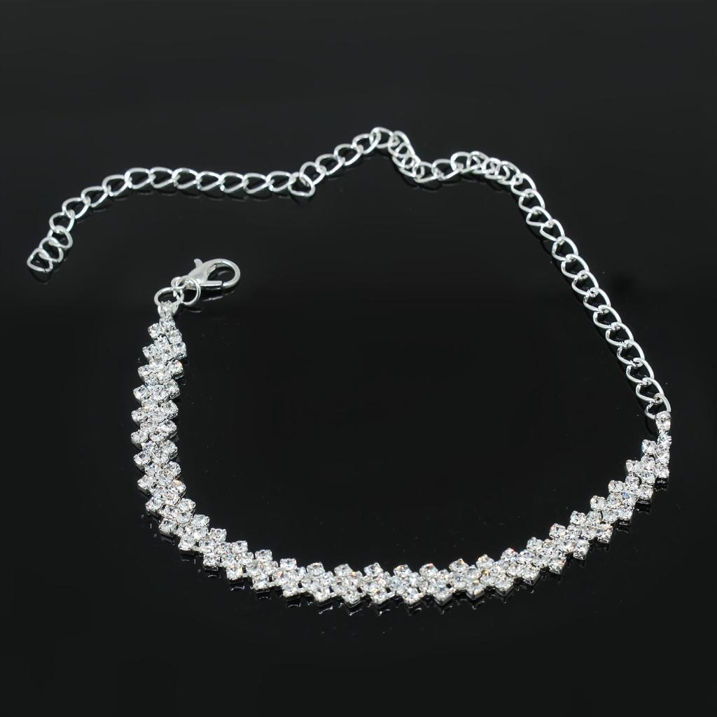 Elegant fotlänk med kors av strass och diamanter – Europeiska och amerikanska modeaccessoarer