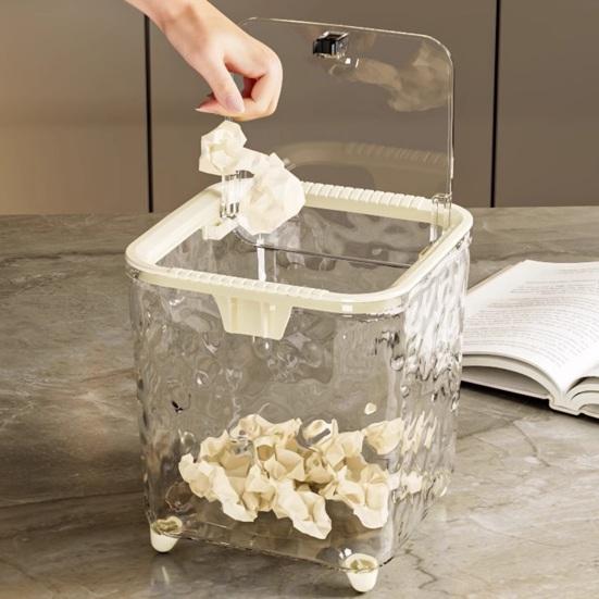Trash Can Transparent Water Ripple with Press Trash Bin Lid Office Wastebasket for Home Bedroom