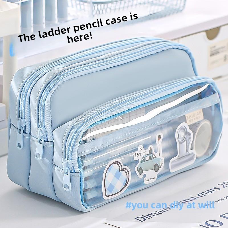 Transparent Pencil Case Large Capacity With Multi Function Design For Students And Office Use