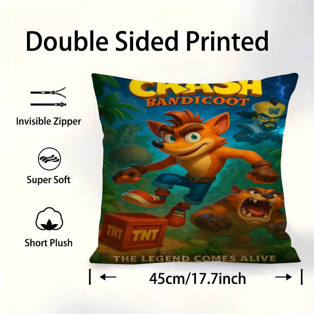 

1 шт. Наволочка для подушки с игрой Crash Bandicoot, чехол для декоративной подушки в машину, для дивана, автомобиля, Рождественский подарок 30X30cm