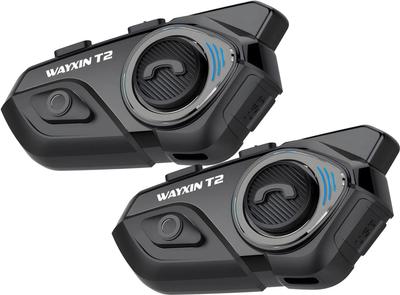2-Pack Motorcycle Bluetooth Helmet Intercom 2 Riders Multi Wireless Waterproof Interphone Headsets 100m