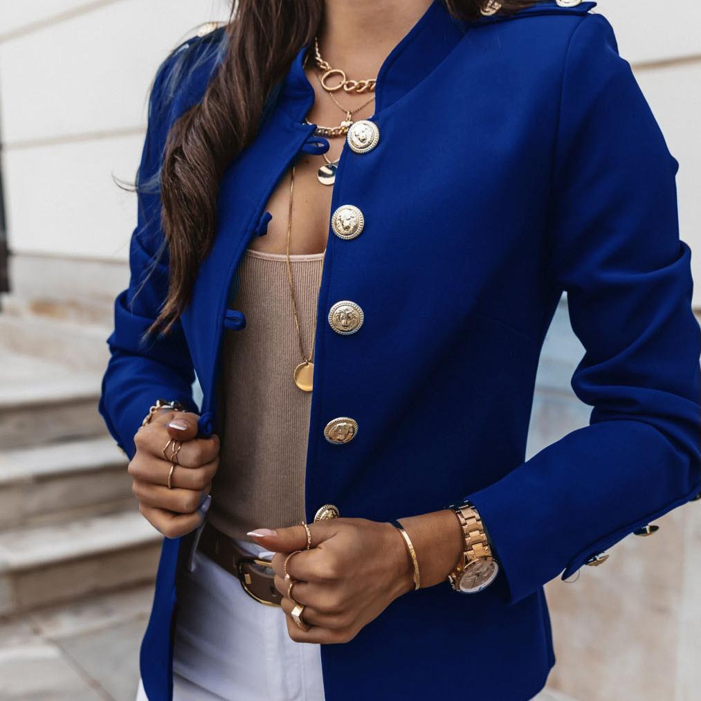 Dámské Bundy Podzimní Vintage Ležérní Pracovní Outwear Dámské Streetwear Chaqueta Dlouhý rukáv Jednobarevné Slim Fit Kabáty