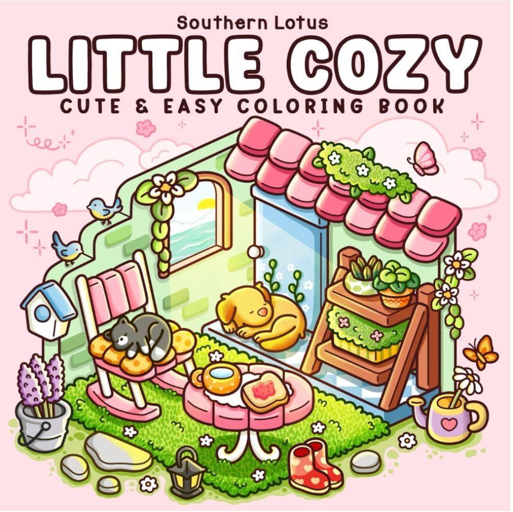 LITTLE COZY Adult Coloring Book Stress Relief 1pc with 22 Thick Paper Pages And Bold Designs No Batteries Required Ideal Gift
