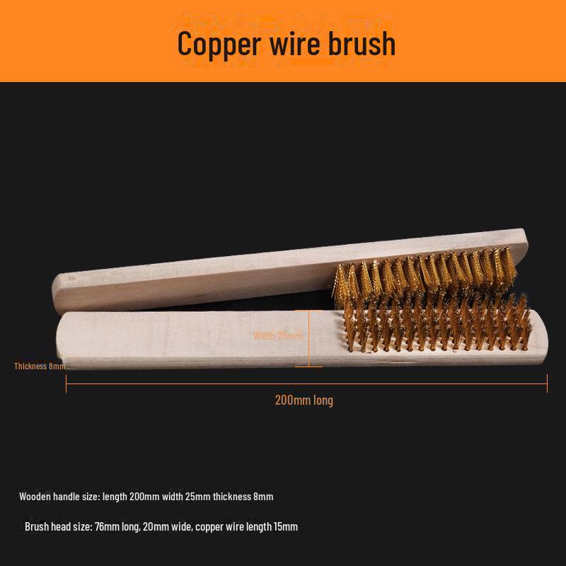 

Щетка из медной проволоки с длинной ручкой — деревянная стальная щетка для удаления ржавчины и чистки гриля 1 piece