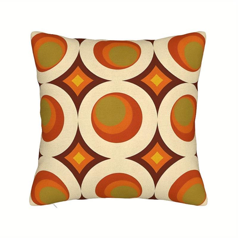 1Pc Retro Geometric Pattern Pillow Cover, Earth Tone Abstract Design Cushion Case For Living Room Bedroom Home Decor Gift