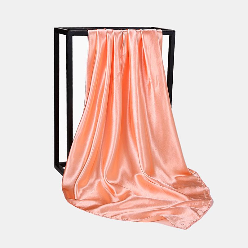 HUISHI Satin Scarf Solid Colors Neckerchief Hijab Scarf For Women Silk Satin Headband Hair Scarves 90cm Square Shawls For Lady