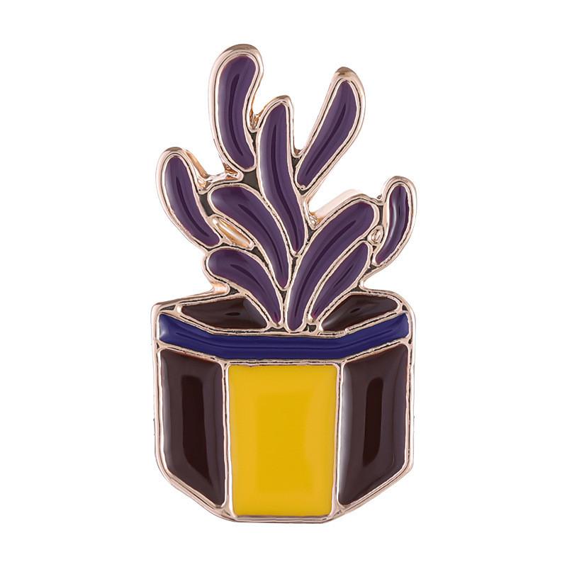 Charming Cartoon Mini Cactus Plant Brooch Alloy Badge For Fashionable Clothing Accessories