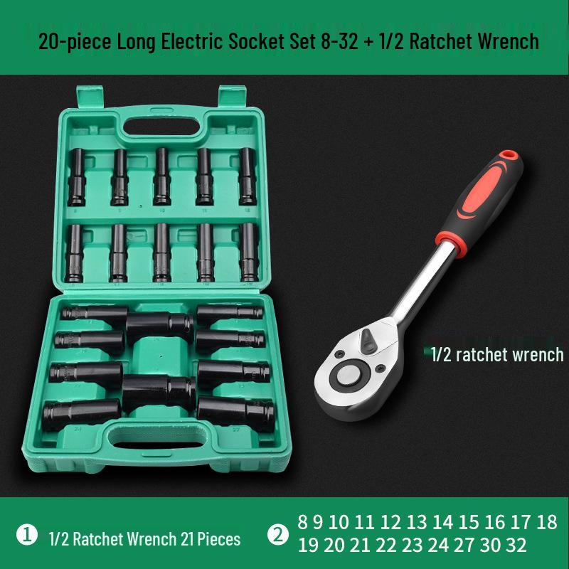 Comprehensive Electric Wrench Kit: Large, Medium, Small Socket Set with Air and Electric Wrench Tool Attachments