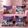 Happy Funny Spooky Surreal Art Halloween Cushion Cover Pillow Case Soft Skin Friendly Fabric  Concealed Zipper