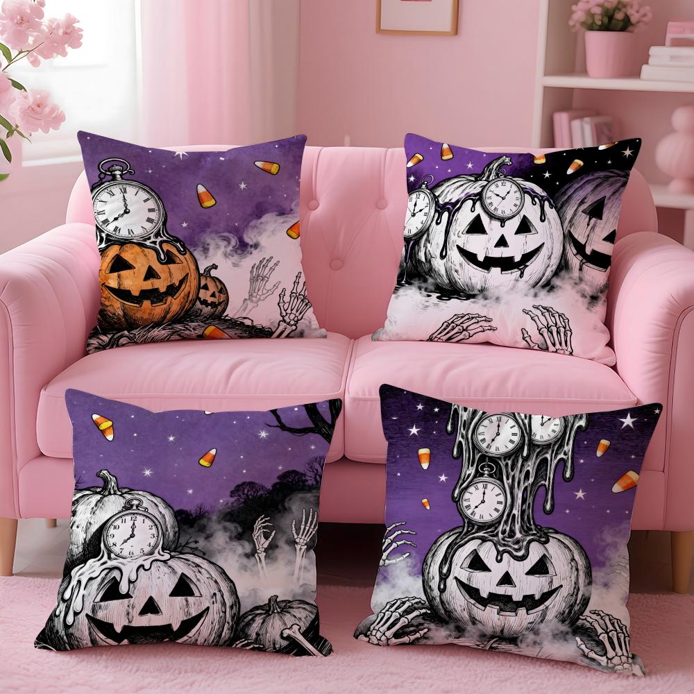 Happy Funny Spooky Surreal Art Halloween Cushion Cover Pillow Case Soft Skin Friendly Fabric Concealed Zipper