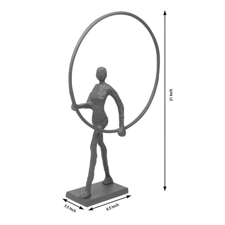 Enigmatic Embrace Metal Sculpture – Contemporary Decorative Accent for Home & Tabletop Decor | 14 x 9 x 54 cm