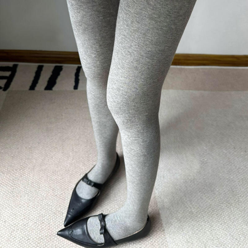 Alluson Осенне-Зимние Хлопковые Вязаные Полосатые Колготки gray