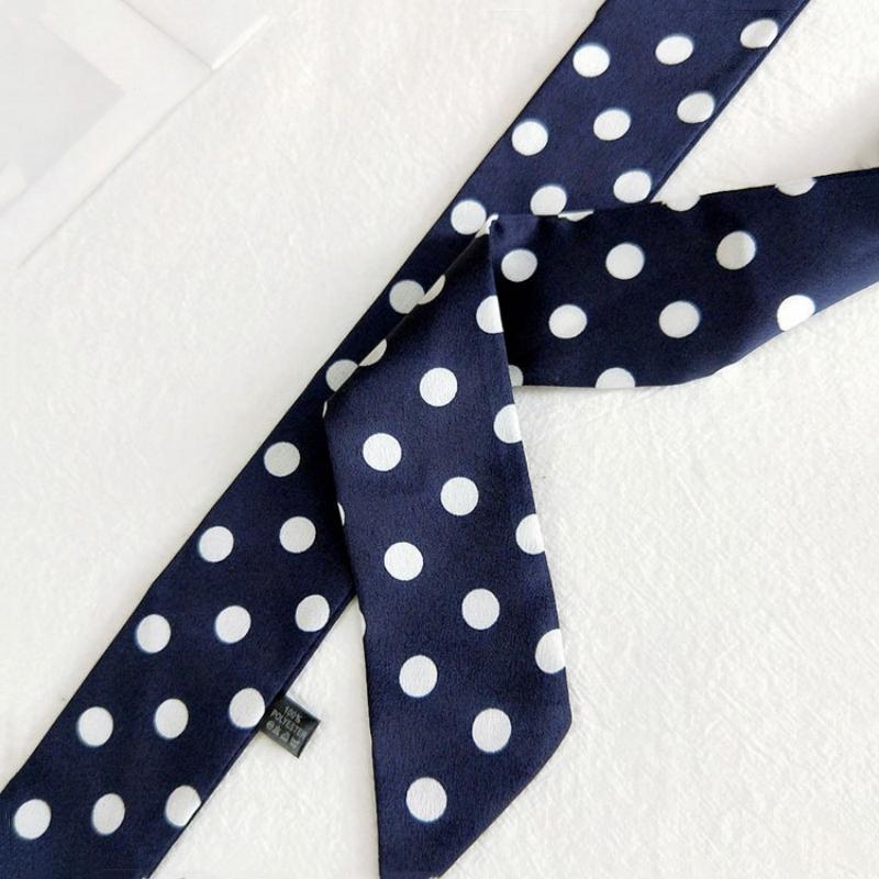 Fashion Dot Ribbon Silk Scarf Women Thin Neck Scarves Lady Small Shawls Narrow Female Neckerchief Dress Accessories