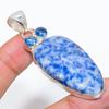 Sodalite, Blue Topaz Gemstone 925 Sterling Silver Jewelry Pendant 2.56" SU-8460