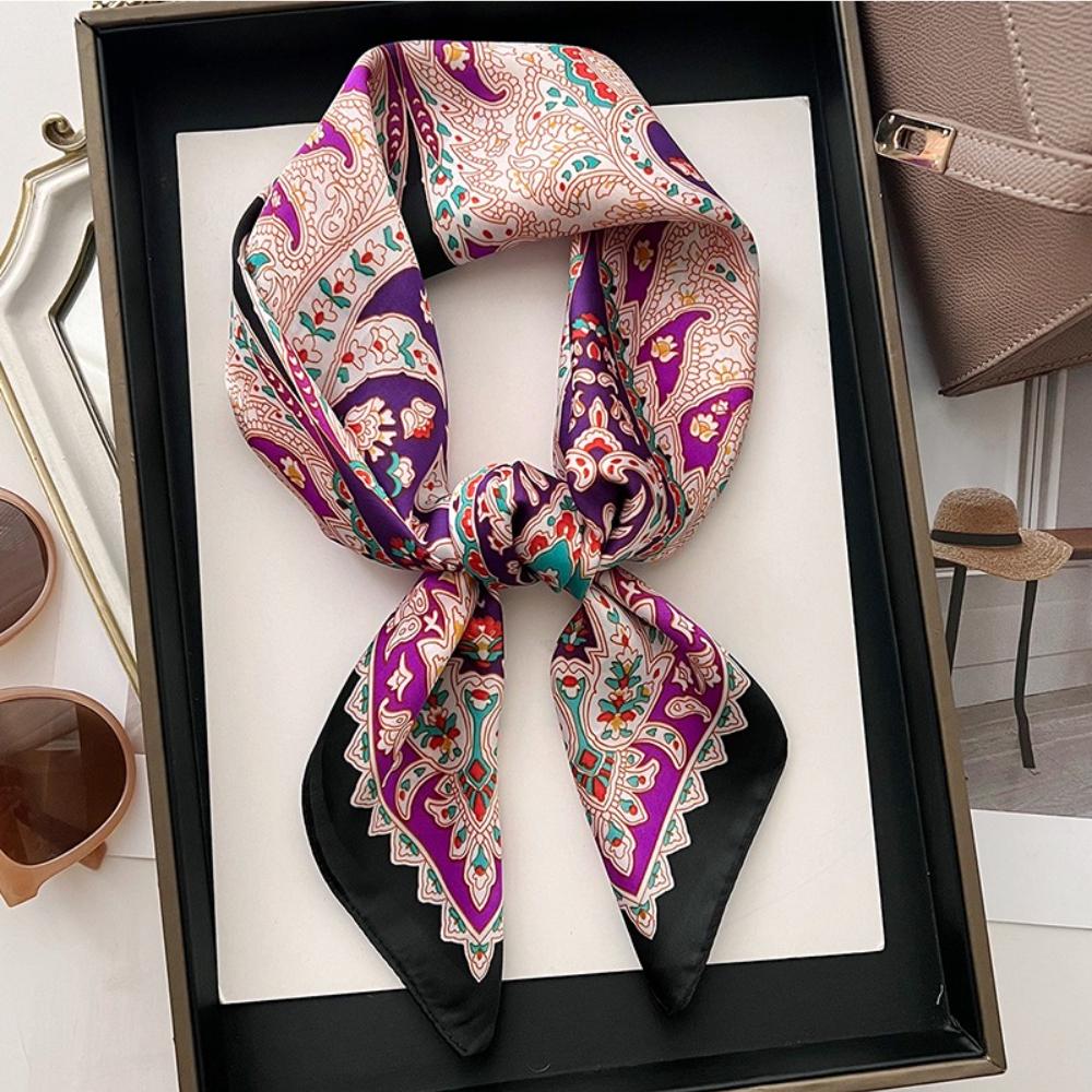 Luxury Print Square Silk Scarfs For Women Decorate Neck Ties Fashion 70*70Cm Kerchief Lady Summer Beach Hijab Female Neckerchief