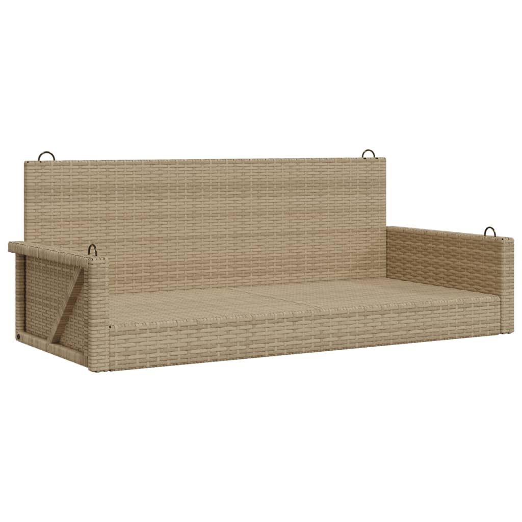 Hanging Swing Bench Beige 119x56x48 cm Poly Rattan